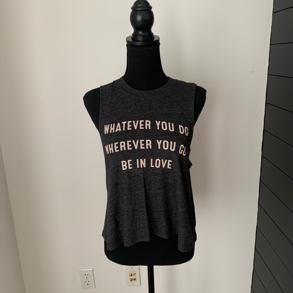 Spiritual Gangster Grey Cropped Loose Sleeve Tank Top
